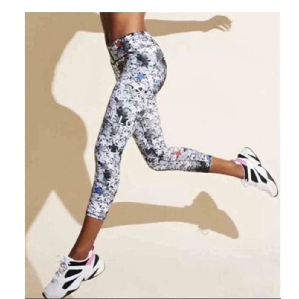 TEREZ x PELOTON Silver Star Graphic Mid-Rise Capri Leggings NWT  FREE SHIPPING